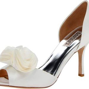 Badgley Mischka Thora White Satin Evening Shoe